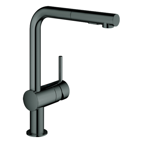 GROHE EH-Spültischbatterie Minta 30274 L-Auslauf azb. Spülbrause hard graphite