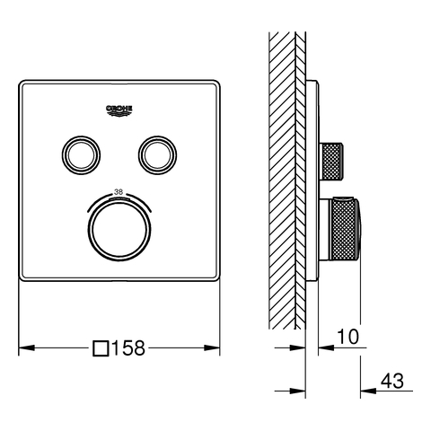 GROHE Thermostat Grohtherm SmartControl 29124 eckig FMS 2 ASV supersteel