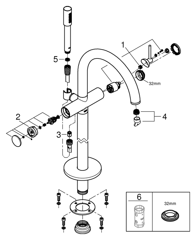 GROHE EH-Wannenbatterie Atrio 32653_3 FMS Bodenmontage chrom