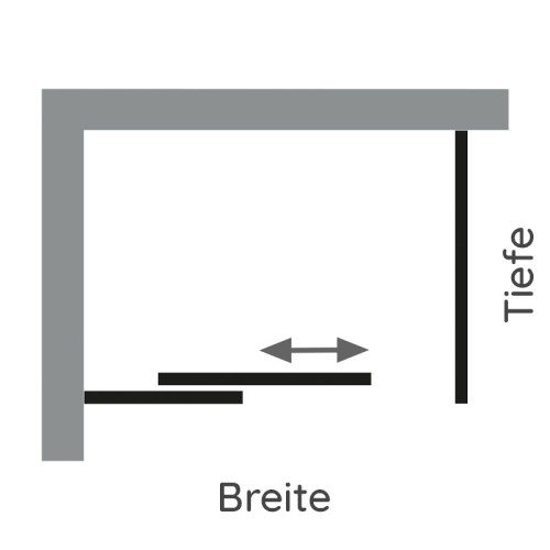 HSK Atelier Plan Schiebetür, 2-teilig mit Seitenwand 100 x 90 x 206 cm Edelglas (einfach) Grauglas schwarz matt links