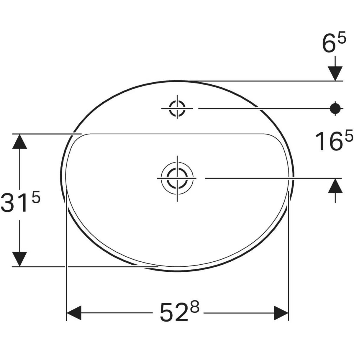 GE VariForm Einbauwaschtisch, oval mit HLB, 55x45cm, o. Ül., weiß gl