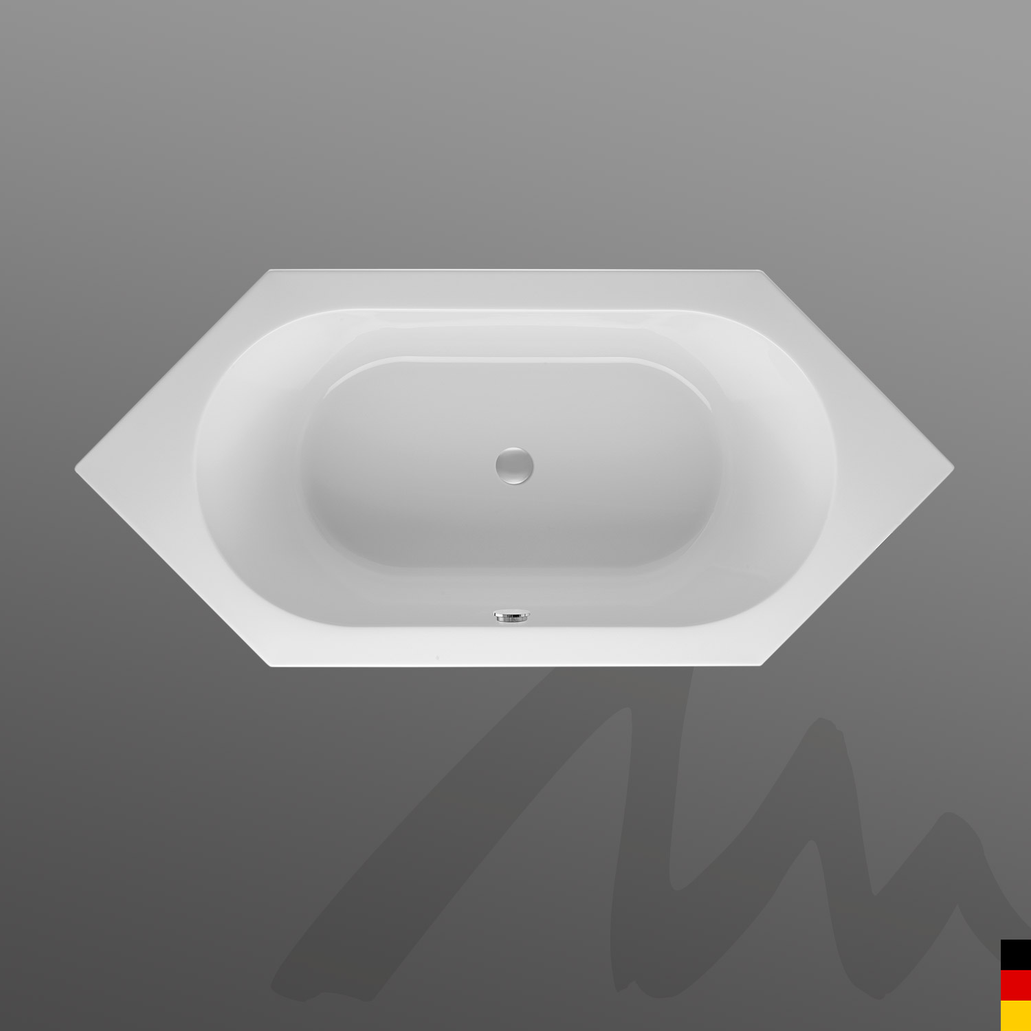 Mauersberger Badewanne 6-Eck Ovata 190/85  190x85x45cm  Farbe:rein-weiß
