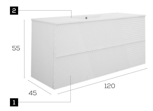 Rayas Badmöbel 120 PVC Charleston/Schwarz