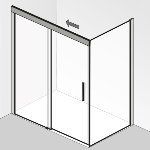 HSK Atelier Plan Schiebetür, 2-teilig mit Seitenwand 120 x 90 x 206 cm Twinseal (zweifach) Mattierung mittig chromoptik rechts