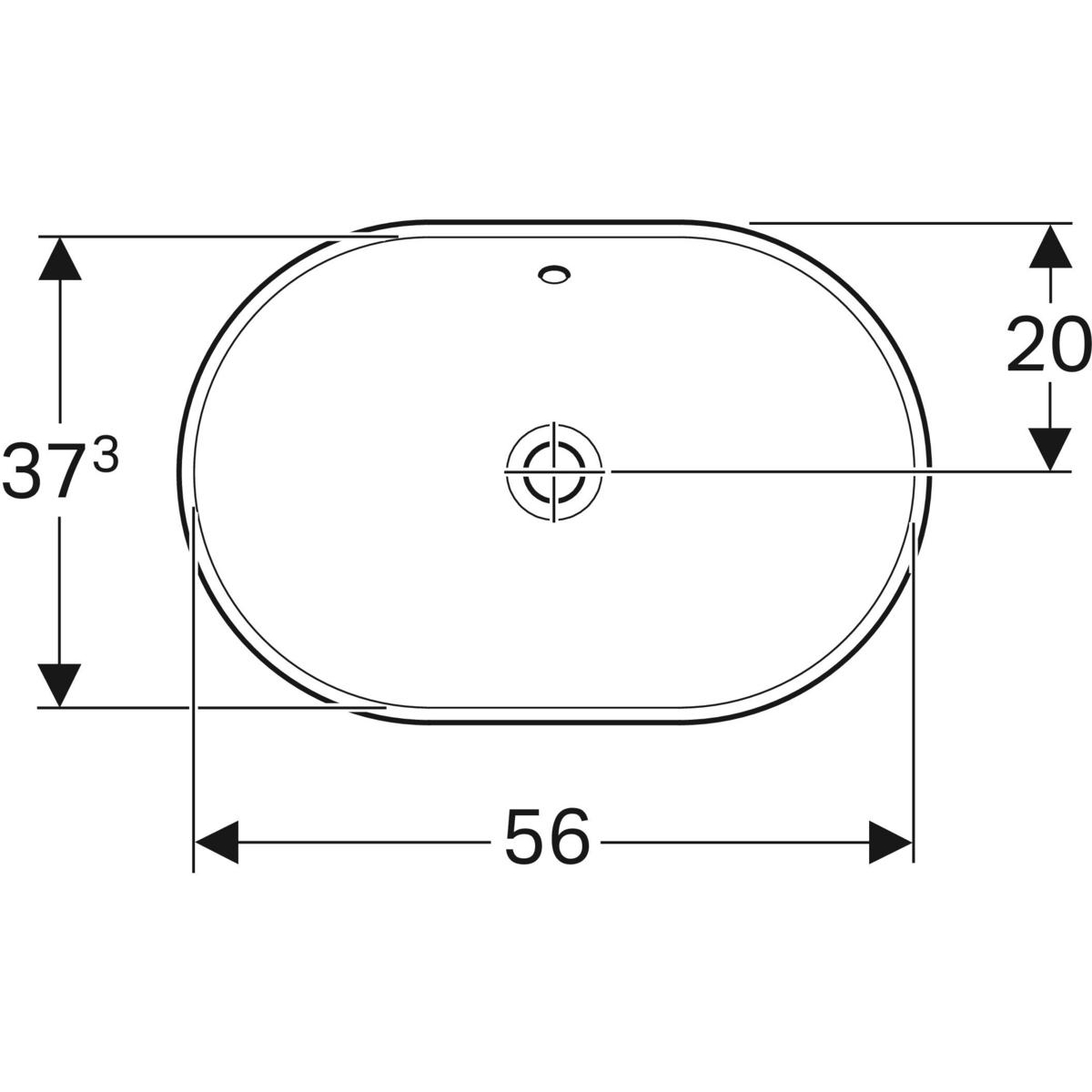 GE VariForm Einbauwaschtisch, elliptisch 60x40cm, o. Hl, m. Ül., glasiert/weiß