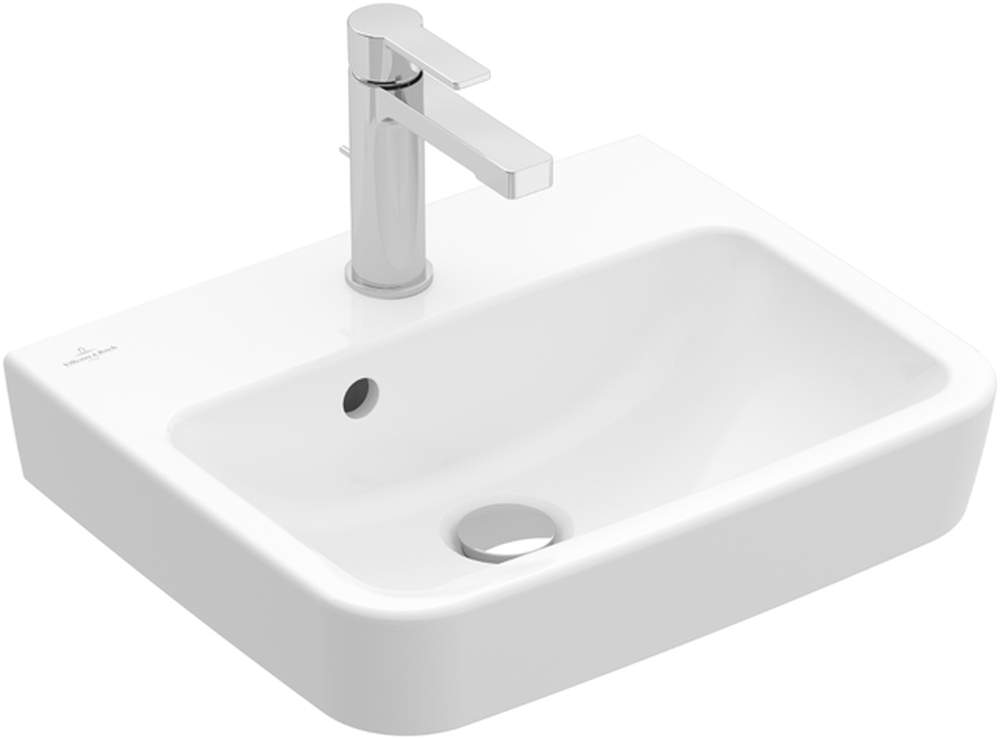 VB Handwaschbecken O.novo 450x370mm Eckig 1HL. m. ÜL. Weiß Alpin CeramicPlus