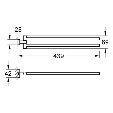 GROHE Handtuchhalter Essentials Cube 40624_1 2-armig 439mm schwenkbar chrom