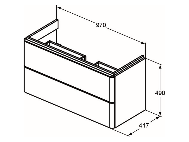 IS WT-Unterschrank Adapto 2 Ausz. 970x410x490mm Goldeiche