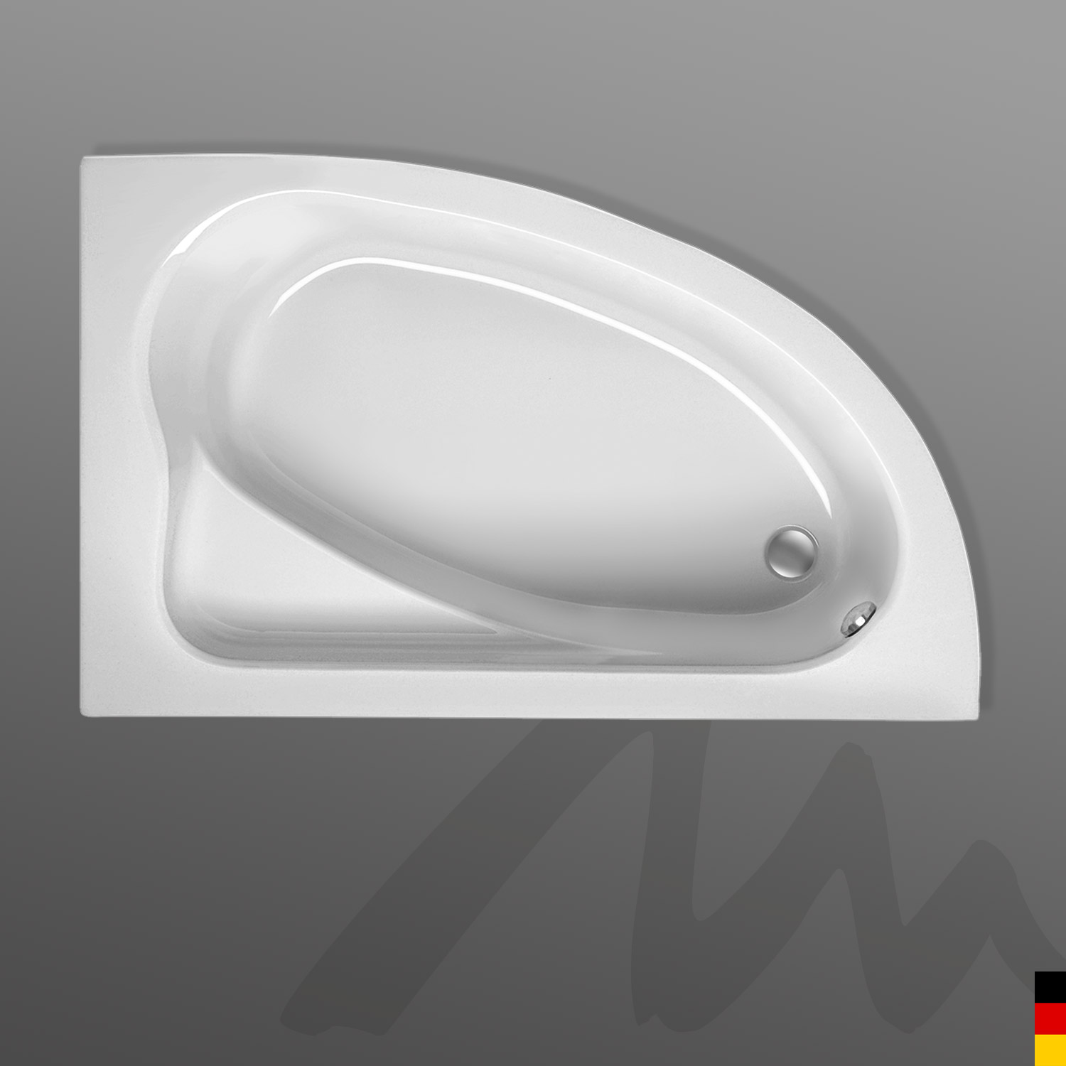 Mauersberger Badewanne Eckwanne Aspera 170/100 rechts mit Schürze/Panel 1-seitig Front  170x100x45cm  Farbe:weiß