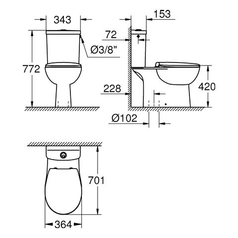 GROHE Stand-WC-Kombination Bau Keramik 39346 alpinweiß