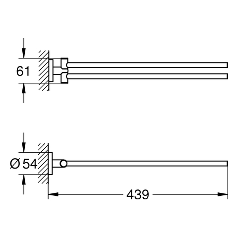 GROHE Handtuchhalter Essentials 40371_1 2-armig schwenkbar Metall 450mm chrom