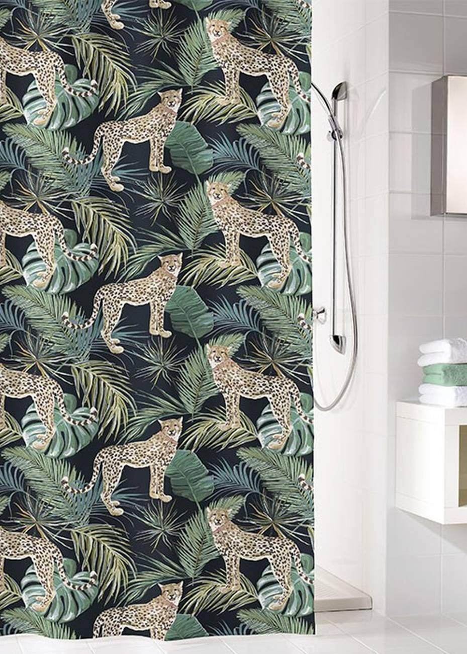Duschvorhang Safari 100 % Polyester Green 180x200 cm