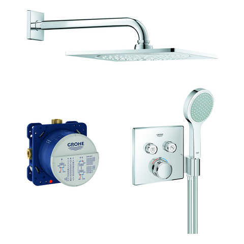 GROHE UP-Duschsys. GrohthermSmartControl 34742 eckige Form mit THM/KB/HB chrom