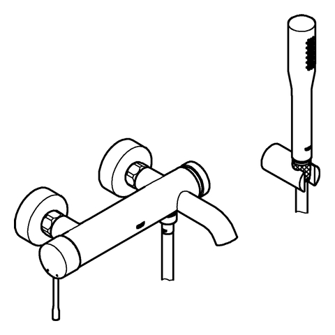 GROHE EH-Wannenbatterie Essence 33628_1 mit Brausegarnitur chrom