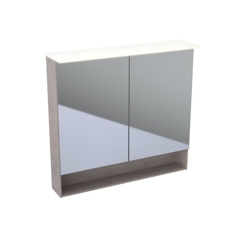 GE Acanto Spiegelschrank mit Beleuchtung zwei Türen, 90x83x21,5cm, Eiche Mystik