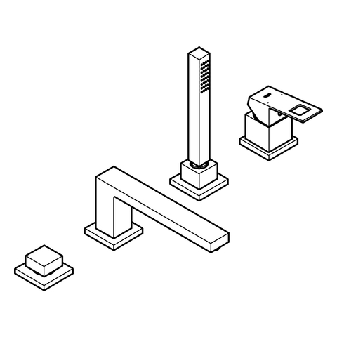 GROHE 4-Loch-Einhand-Wannenkombination Eurocube 19897_1 hard graphite gebürstet