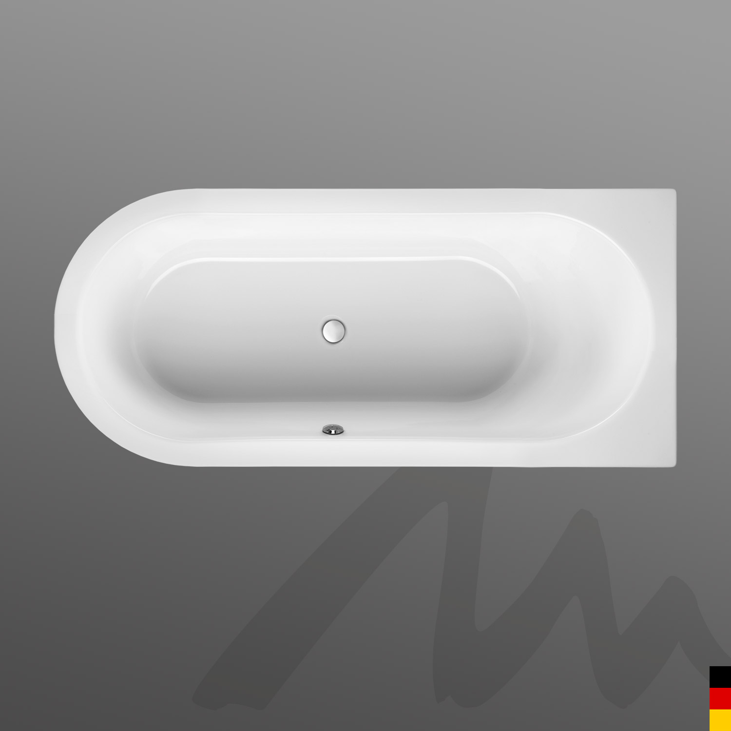 Mauersberger Badewanne Oval Primo 3 - 180/80 uno  180x80x45  Farbe:weiß