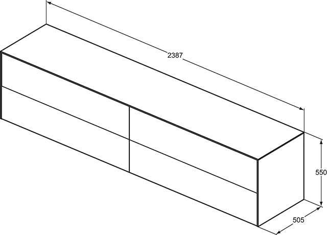 IS WT-Unterschrank Conca 4 Auszüge o.Ausschnitt 2387x505x550mm Walnuss D.