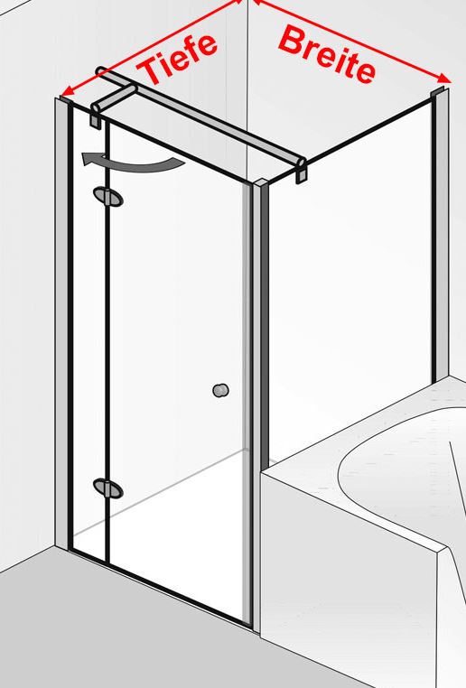 HSK Premium Classic Duschtür mit verkürzter Seitenwand 90x80 cm Edelglasbeschichtung (einfach) alu silbermatt rechts