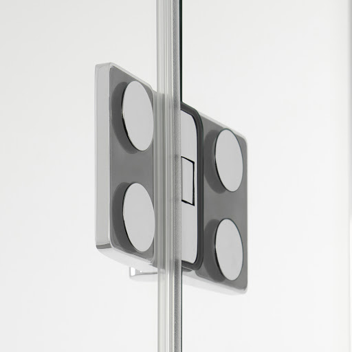 HSK Aperto Drehtür pendelbar an Nebenteil mit verkürzter Seitenwand 80 x 90 cm Twinseal (zweifach) Grauglas chromoptik Stangengriff 390 mm rechts
