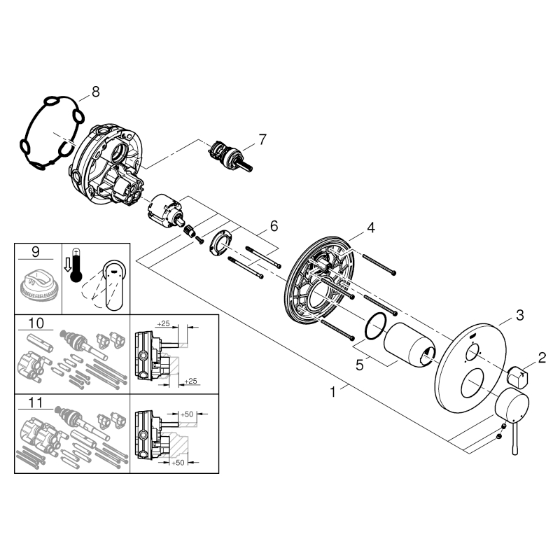 GROHE Einhandbatterie Essence 24092_1 FMS für 35600 3-Wege Umstellung chrom